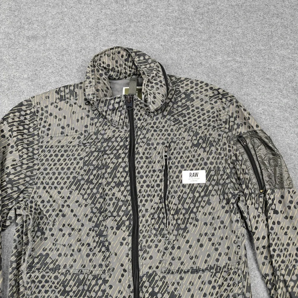 G-Star Raw Jacket Mens Large Gray Camo Powel G-13 Cargo Hooded Windbreaker
